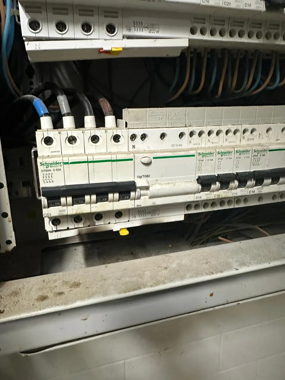 Disjoncteurs Schneider DT60N et interrupteur différentiel Vigi TG60
